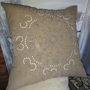 Fred Meyer couch throw pillow tan 12x12